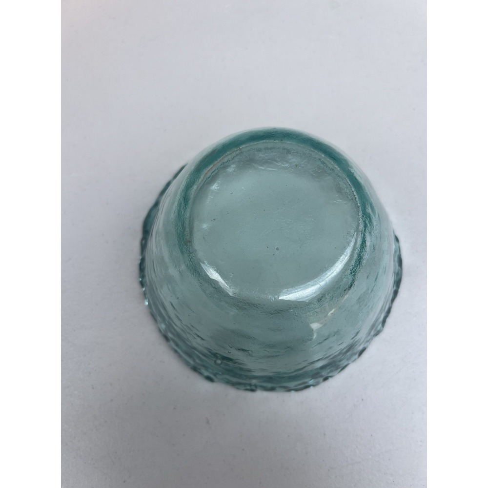 Hand Blown Recycled Glass Bowl Aqua Blue Green Bubble Artisan 6" Handmade - Picture 8 of 14